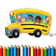 Jeu Livre de Coloriage Bus Scolaire