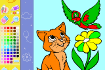 Jeu Coloriage Chat & Oiseau