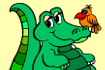 Jeu Coloriage Crocodile et Oiseau