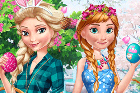 Jeu Anna et Elsa à Pâques