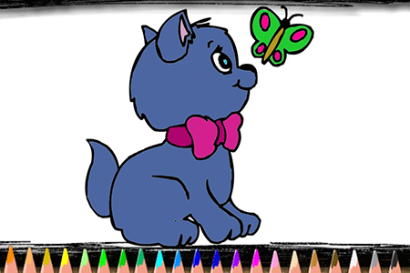Jeu Coloriage Chat & Papillon