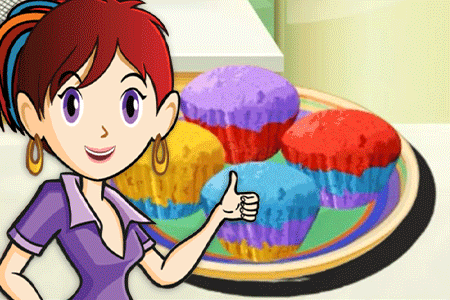 Jeu Cuisine de Sara Muffins arc-en-ciel
