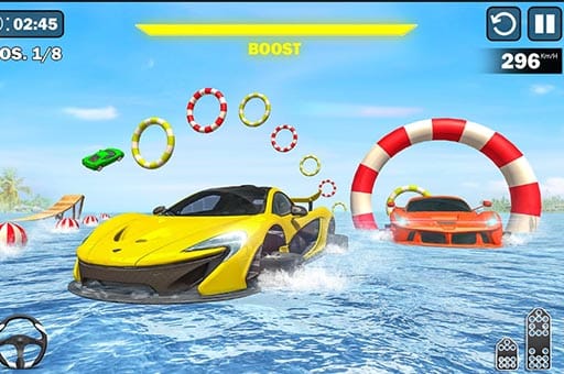 Jeu Cascades Aquatiques en Bolide 3D