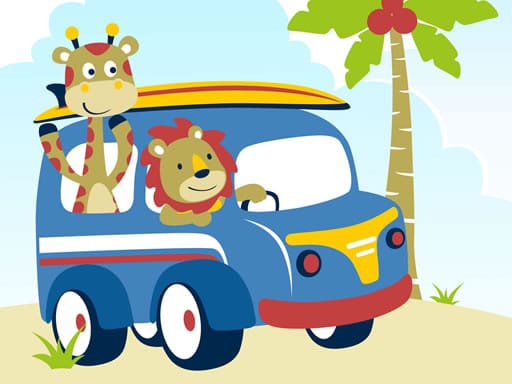 Jeu Différences Colorées: Animaux Mignons et Voitures