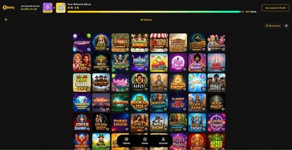 Vue dégagée sur les jeux de Betty Casino avec le solde de $ 203.00