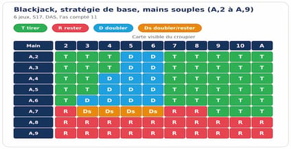 Stratégie de base blackjack mains souples