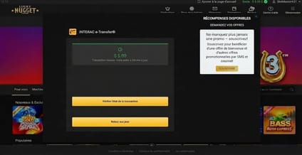 dépôt 5 $ sur Lucky Nugget