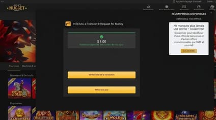 Dépôt Un dollar sur Lucky Nugget