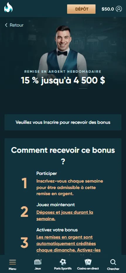 Le cashback sur Legendplay Casino