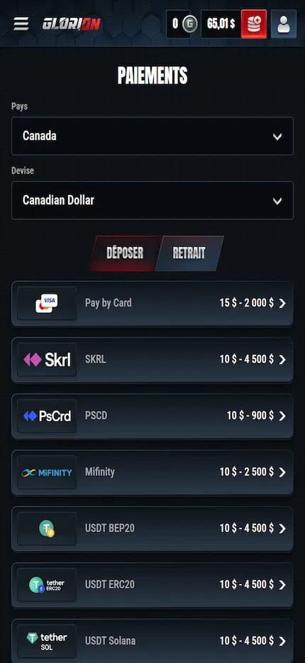 méthodes de paiement offertes aux joueurs canadiens