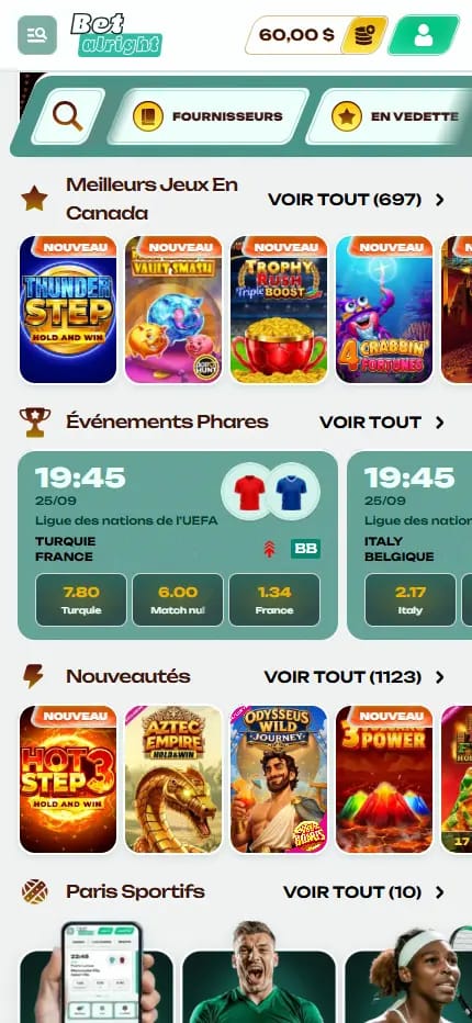 Ludothèque de Betalright Casino